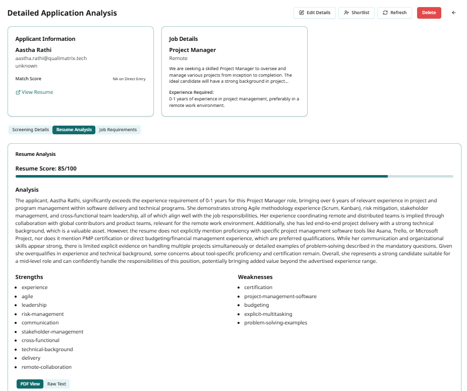 AI CV Screening Dashboard